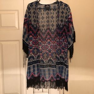 Mesh Fringe Multi Color Cardigan.